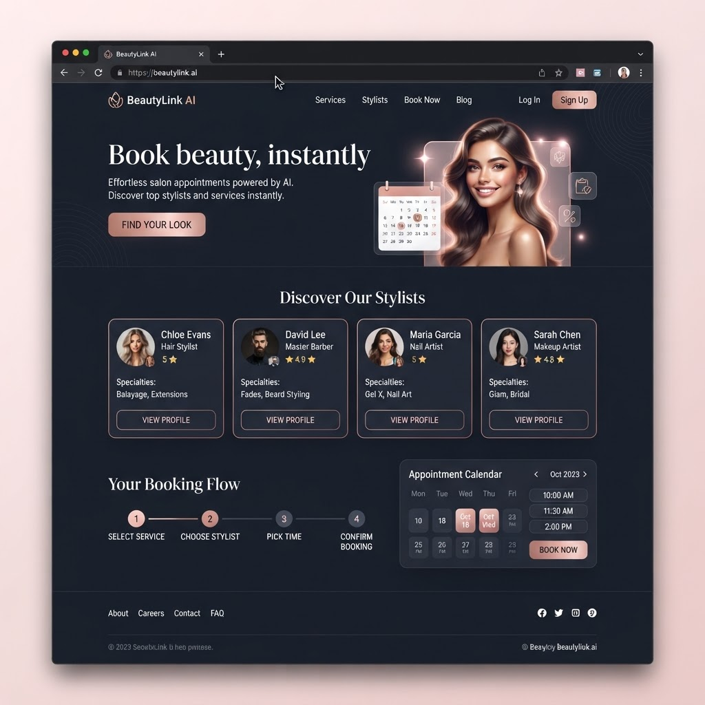 BeautyLink website designed and built by Turbo Builders
