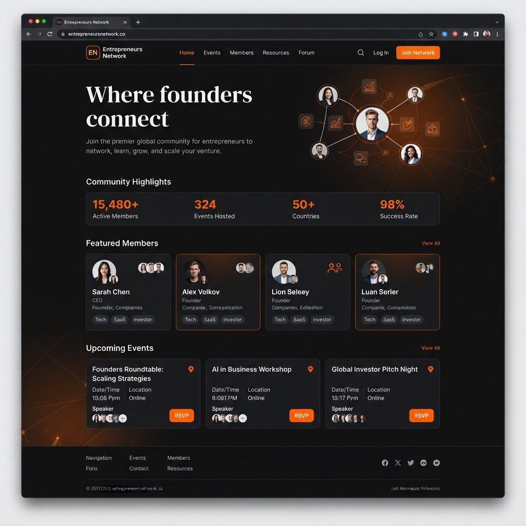 Entrepreneurs Network website designed and built by Turbo Builders